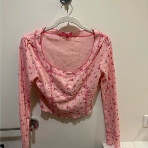 Sugar Thrillz Pink ButterflyTop, Size XS